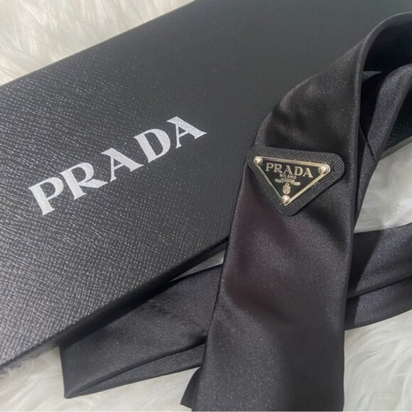 Prada Inverted Triangle Satin Tie Shirt Tie - Picture 4 of 4